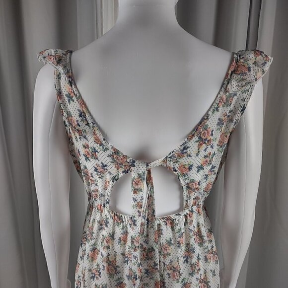 Rue21 Women's White, Blue, Green Floral Print Open Back Mini Dress Size M. - Picture 4 of 10